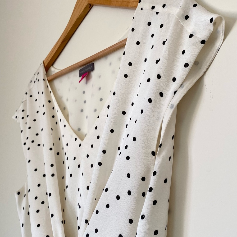 Vince Camuto Polka Dot Tie Front Midi Dress